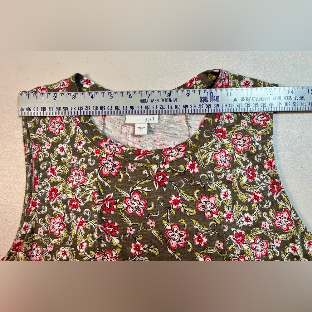 J. Jill Floral Print sleeveless, knee length dress, size L - Picture 7 of 13